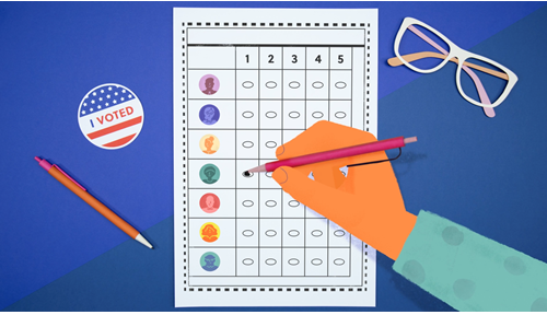 填写排名选择投票制选票的插图